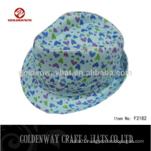 Custom blue child fedora hat with heart